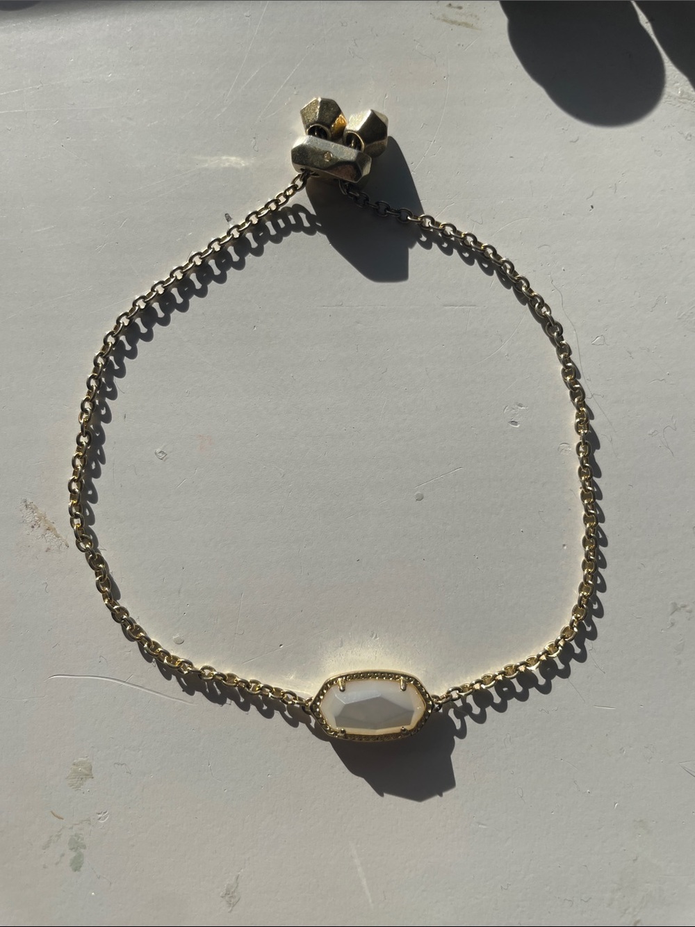 Kendra Scott Mother of Pearl Bracelet 14k Gold Plated with Adjustable Chain